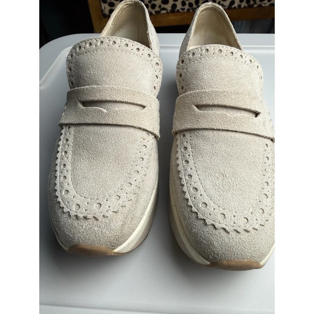 Dolce Vita Women Suede Espadrille Platform Penny Loafers Beige Tan Size 8